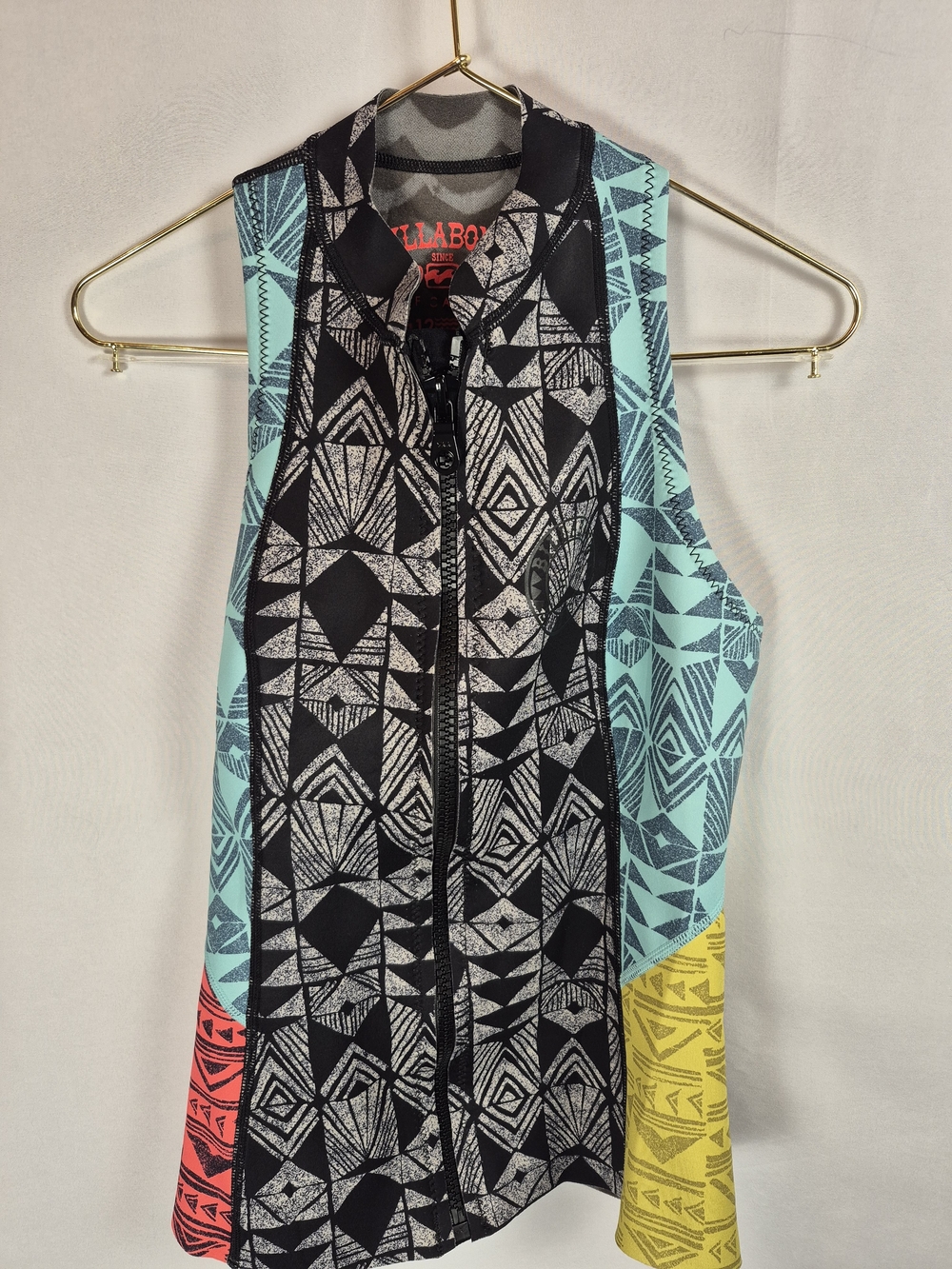 Billabong Geometric Zip Front Wetsuit Vest Size 8